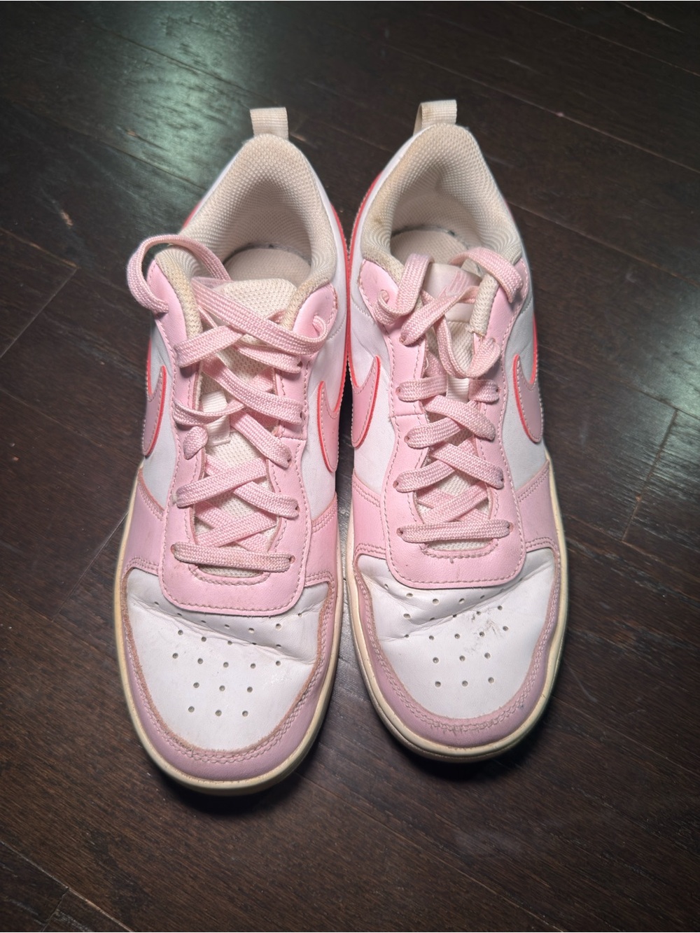 Nike Pink and White Low-Top Sneakers